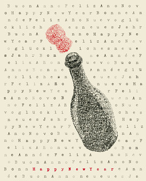 Happy new year champagne bottle