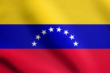 Flag of Venezuela waving with fabric texture