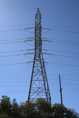 poteau électrique haute tension, burbank, los angeles californie usa