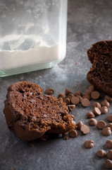 Sliced Chocolate Muffin and Flour Jar