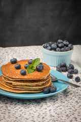 Pancakes with fresh blackberries