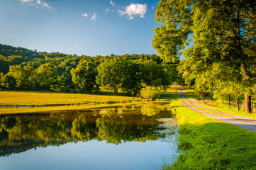 Pond and farm in the rural Shenandoah Valley of Virginia.