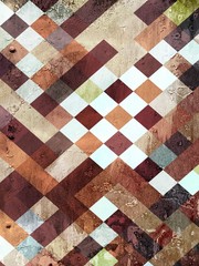 Brown and white square mosaic abstract background