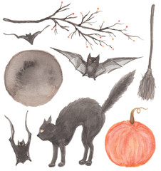 Halloween Painted Design Elements Vector Set