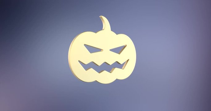 Animated Halloween Pumpkin Gold 3d Icon Loop Modules for edit with alpha matte
