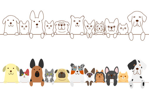 Dogs And Cats Border Set