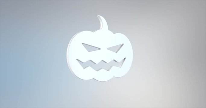 Animated Halloween Pumpkin White 3d Icon Loop Modules for edit with alpha matte

