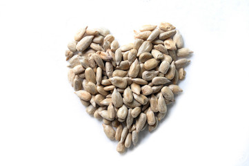 sunflower seeds isolated on heart