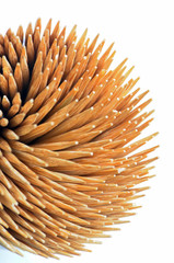 Bamboo toothpicks. Close-up. Bamboo toothpicks swirl