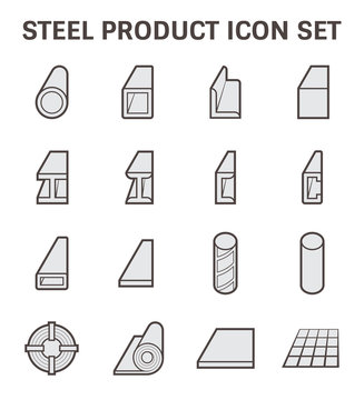 Vector icon of steel pipe and steel structure.
