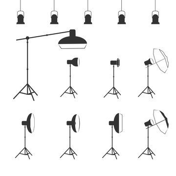 Vector Photographer Studio Lighting Equipment Icon 