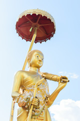 Gold buddha statue in old Thailand temple