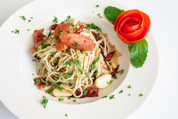 Dried Chili and Bacon Spaghetti