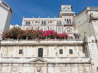 Alfama, the oldest district of Lisbon, Portugal. Its colorful buildings.