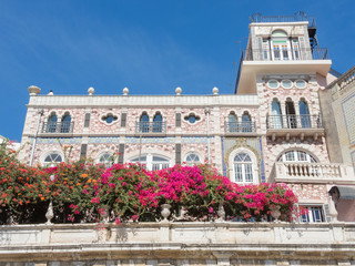 Alfama, the oldest district of Lisbon, Portugal. Its colorful buildings.
