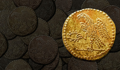 A digital illustration of the ancient Dacian Koson Gold Coin.