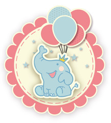 Babyelefant mit Luftballons Nachwuchs oder Kindergeburtstag
