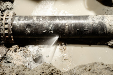Water pipe 400 mm diameter PN10  broken by external force - 121690870