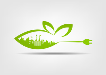 Eco friendly concept, Green city save the world, vector illustration