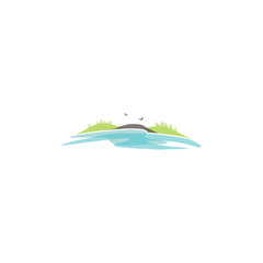 Ocean Land Logo Vector Image Icon
