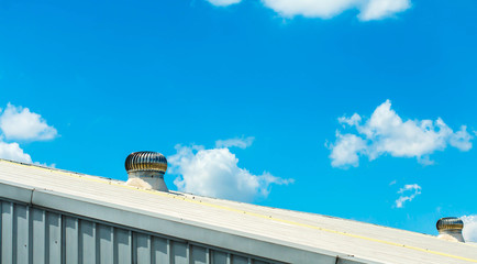 Architectural detail of metal roofing on commercial construction