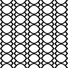 Fun pattern with white and black shapes on white background

