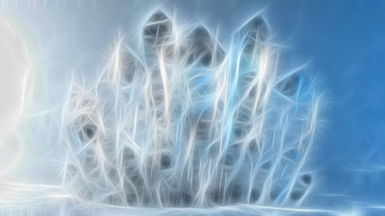 Illustration of Quartz crystals growing