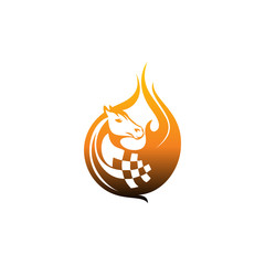 Race Horse Flame Logo Vector Image Icon