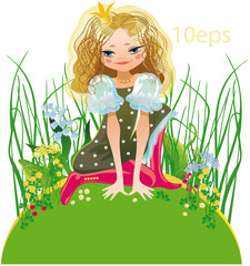 Obraz na płótnie Canvas little princess on the summer meadow