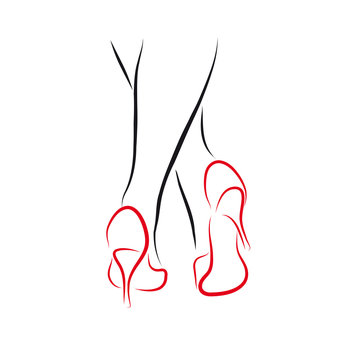 Vector illustration sexy legs, high-heeled red shoes
