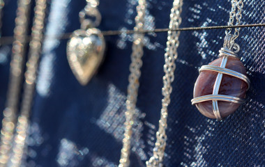 cheap jewelry at a flea market.