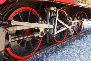 Wheels on an old steam train