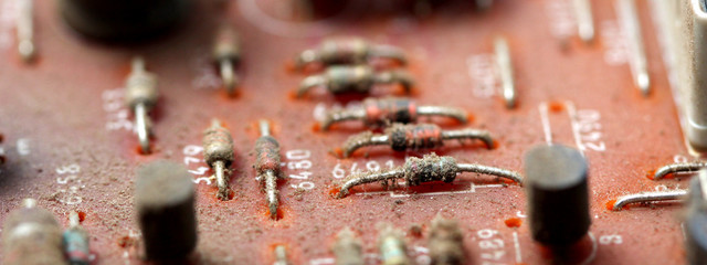 Part of old vintage printed circuit board
