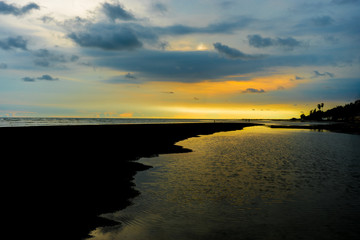 Fototapeta na wymiar Beach and twilight sky at Chao Lao Beach at Chantaburi Thailand