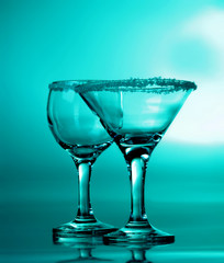 Wine glass close-up, decoration on the edge of a white crumb