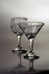 Wine glass close-up, decoration on the edge of a white crumb