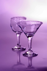 Wine glass close-up, decoration on the edge of a white crumb