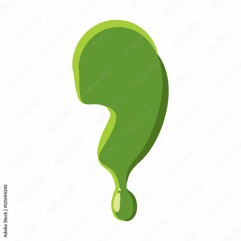 Aufkleber punctuation mark comma from latin alphabet with numbers and symbols made of green slime. font can be