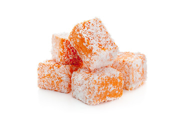 Tasty oriental sweets isolated on white