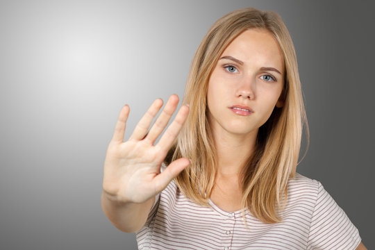 Blonde girl irritated and stressed