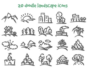 doodle landscape icons