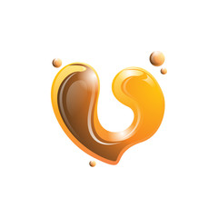 V Water Gold Logo Vector Image Icon