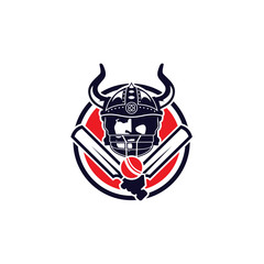 Vikings Cricket Bat Ball Illustration Logo Vector Image Icon