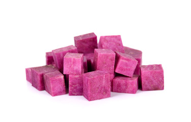 Slice sweet potato isolated on white background