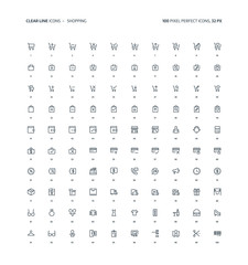 Shopping clear line icons