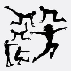 Sport woman training silhouette. Good use for symbol, logo, web icon, mascot, sign, sticker, or any design you want.