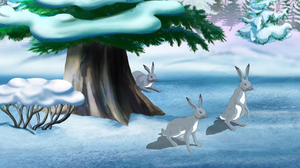 Grey Bunnies in Winter © multipedia
