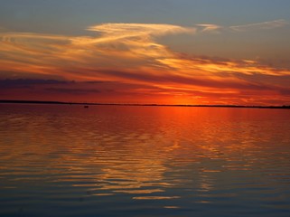multicolor sunset and Baltic sea near Jurata village
