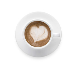 Coffee cup of Love, LATTE ART, Heart shape. clip path