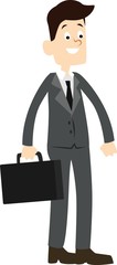 Cartoon businessman with suitcase standing